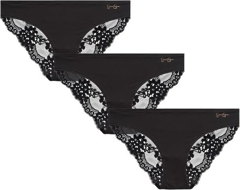 Jessica Simpson Women's Underwear - 3 Pack Microfiber Lace Bikini Panties (S-XL) in Kuwait