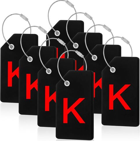 Sweetude 8 Pcs Initial Letter A-Z Luggage Tags Silicone Instrument Tag with Name Card Suitcase Tags with Stainless Steel Loop (Letter S, Orange) in Saudi Arabia
