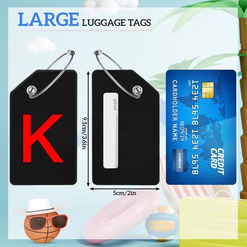 Sweetude 8 Pcs Initial Letter A-Z Luggage Tags Silicone Instrument Tag with Name Card Suitcase Tags with Stainless Steel Loop (Letter S, Orange) in Saudi Arabia