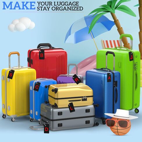 Sweetude 8 Pcs Initial Letter A-Z Luggage Tags Silicone Instrument Tag with Name Card Suitcase Tags with Stainless Steel Loop (Letter S, Orange) in Saudi Arabia