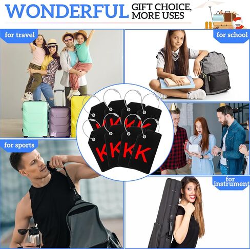 Sweetude 8 Pcs Initial Letter A-Z Luggage Tags Silicone Instrument Tag with Name Card Suitcase Tags with Stainless Steel Loop (Letter S, Orange) in Saudi Arabia