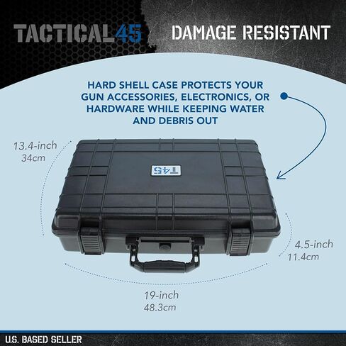 حافظة صلبة تكتيكية 45 مع رغوة - حافظات حماية قابلة للقفل مقاس 19 × 13.4 بوصة لملحقات الأسلحة أو الأجهزة الإلكترونية أو الأجهزة in Kuwait