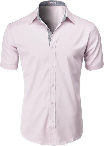 H2H Men's Casual Slim Fit Long/Short Sleeve Shirts Button Down Business Shirts in Saudi Arabia
