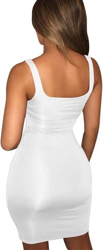 BORIFLORS Women's Casual Basic Tank Top Sexy Sleeveless Bodycon Mini Club Dress in Kuwait