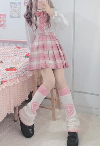 SmilePunk kawaii الشتاء تدفئة الساق محبوك لطيف ثقافة فرعية نصف كم القدم الساق الجوارب الدافئة الدراجات هدية الكريسماس النساء in Kuwait