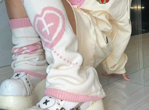 SmilePunk kawaii الشتاء تدفئة الساق محبوك لطيف ثقافة فرعية نصف كم القدم الساق الجوارب الدافئة الدراجات هدية الكريسماس النساء in Kuwait