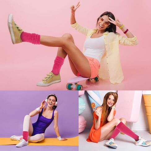 Lusofie Slouch Socks Women Soft Knee Long Scrunch Socks Knitted Boot Sock Extra Long Stacked Socks Size 9 to 11 in Kuwait