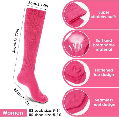 Lusofie Slouch Socks Women Soft Knee Long Scrunch Socks Knitted Boot Sock Extra Long Stacked Socks Size 9 to 11 in Kuwait