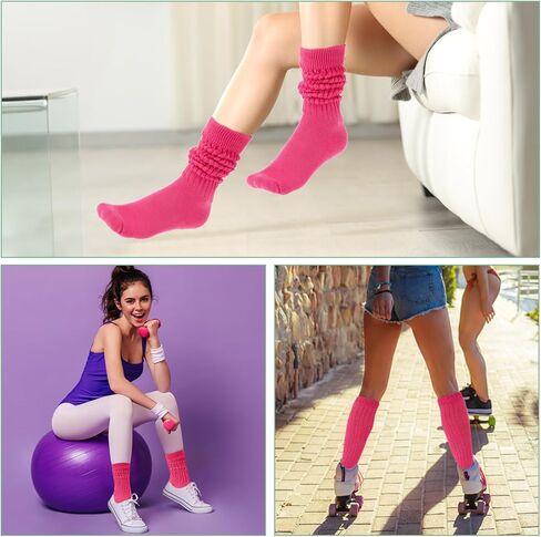 Lusofie Slouch Socks Women Soft Knee Long Scrunch Socks Knitted Boot Sock Extra Long Stacked Socks Size 9 to 11 in Kuwait