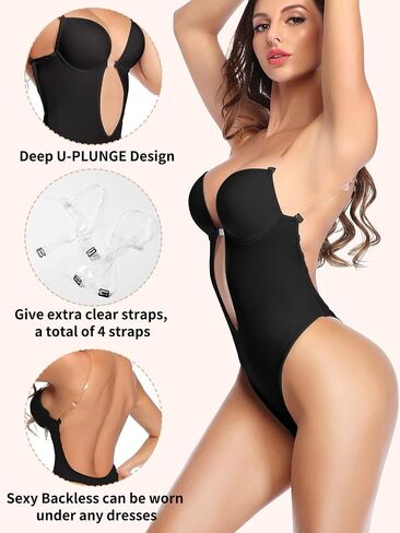 JOYSHAPER Women Plunge Backless Body shaper Bra Bodysuit Seamless Low back Thong Shapewear for Backless Dress in Saudi Arabia