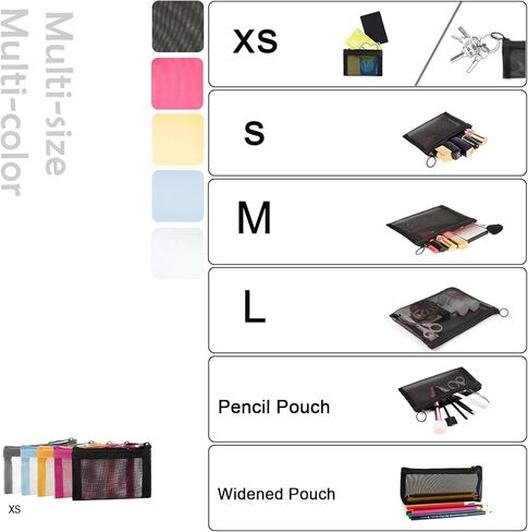 حقائب شبكية بسحاب صغيرة من باتو، مقاس 10.16 سم × 12.7 سم، مقاس S / A7، 5 قطع، منظم إكسسوارات مستحضرات التجميل وأحمر الشفاه، حقيبة تخزين صغيرة لمجموعة السفر، ألوان متنوعة in Kuwait