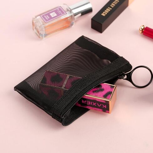 حقائب شبكية بسحاب صغيرة من باتو، مقاس 10.16 سم × 12.7 سم، مقاس S / A7، 5 قطع، منظم إكسسوارات مستحضرات التجميل وأحمر الشفاه، حقيبة تخزين صغيرة لمجموعة السفر، ألوان متنوعة in Kuwait