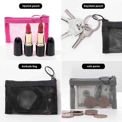 حقائب شبكية بسحاب صغيرة من باتو، مقاس 10.16 سم × 12.7 سم، مقاس S / A7، 5 قطع، منظم إكسسوارات مستحضرات التجميل وأحمر الشفاه، حقيبة تخزين صغيرة لمجموعة السفر، ألوان متنوعة in Kuwait