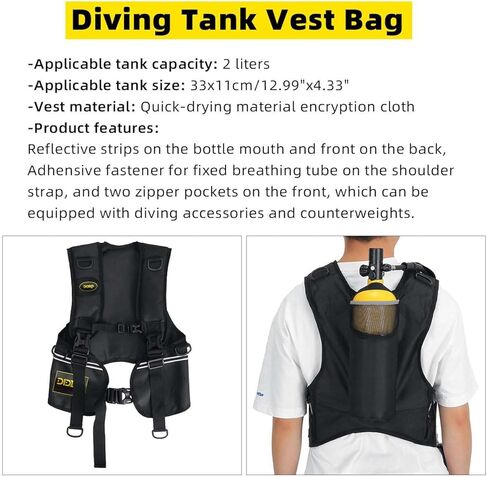 شنطة ظهر لخزان غوص سكوبا واسطوانة الاكسجين سعة 2 لتر، دعامة دعم لزجاجة اكسجين فردية قابلة للتعديل مع دعامة لاسطوانة الغاز، شنطة تخزين خلفية لمعدات الغطس in Kuwait