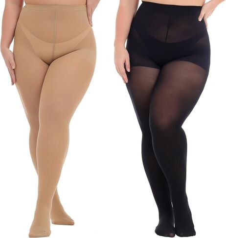 MANZI Plus Size Opaque Control Top Tights for Women 70 Denier Run Resistant High Waist Pantyhose in Saudi Arabia
