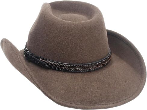 حزام القبعة الغربية لقبعات رعاة البقر من سيلفر كانيون، جلد بني مع جلد بني in Kuwait