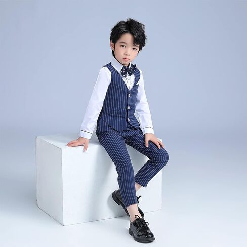Pofiko Boys Suits Kid Pants and Vest Set，Formal Dress for Toddler Wedding Outfits in Kuwait