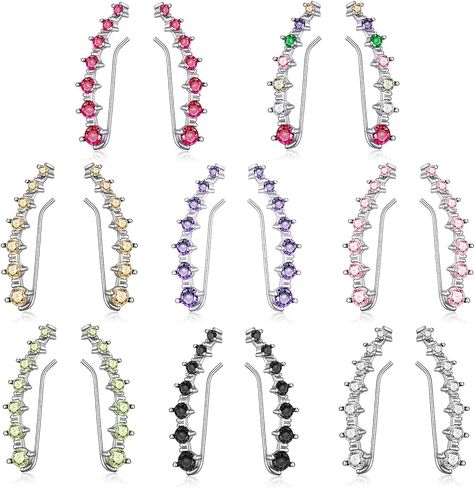 8/9/12 زوجًا من أقراط الأذن الذهبية والفضية للنساء ثقب الغضروف - متعدد الألوان 7 تشيكوسلوفاكيا أقراط مسمارية للفتيات المراهقات - أقراط أذن للنساء أزياء in Kuwait