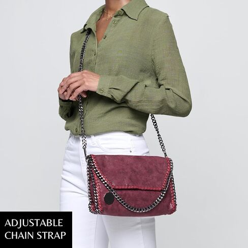 محفظة MERSI Alicia Crossbody - محفظة جلدية نباتية مذهلة مع حزام كتف سلسلة قابل للتعديل لتعدد الاستخدامات in Kuwait