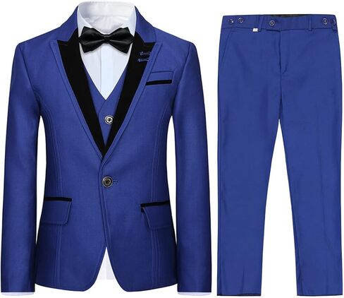 Boyland Boys 3 Pieces Tuxedo Suits Jacquard Shawl Lapel Slim Fit Tux Jacket Vest Pants 4 Colors Prom Party Wedding in Kuwait
