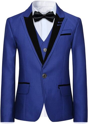 Boyland Boys 3 Pieces Tuxedo Suits Jacquard Shawl Lapel Slim Fit Tux Jacket Vest Pants 4 Colors Prom Party Wedding in Kuwait