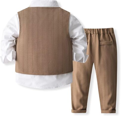 Tiepant Boy Clothes Toddler Outfits, Long Sleeve Shirts + Vest + Pants Party Suit in Saudi Arabia