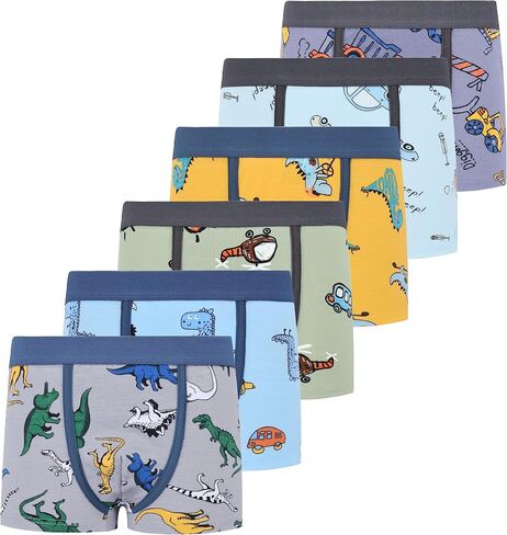 Boys Breathable Dinosaur Car Cotton Boxer Brief Underwear Sets in Kuwait