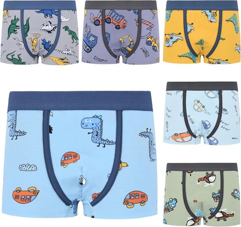 Boys Breathable Dinosaur Car Cotton Boxer Brief Underwear Sets in Kuwait