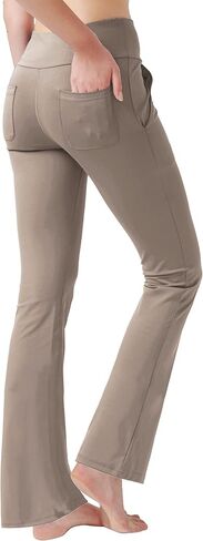 nuveti Women's High Waisted Boot Cut Yoga Pants 4 Pockets Workout Pants Tummy Control Women Bootleg Work Pants Dress Pants in Kuwait