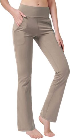 nuveti Women's High Waisted Boot Cut Yoga Pants 4 Pockets Workout Pants Tummy Control Women Bootleg Work Pants Dress Pants in Kuwait