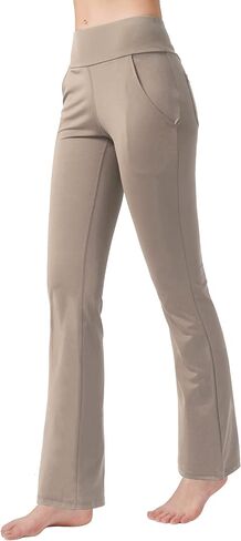 nuveti Women's High Waisted Boot Cut Yoga Pants 4 Pockets Workout Pants Tummy Control Women Bootleg Work Pants Dress Pants in Kuwait