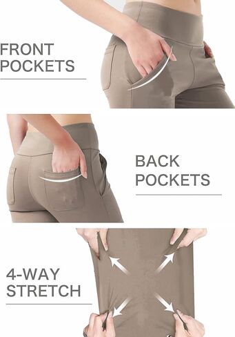 nuveti Women's High Waisted Boot Cut Yoga Pants 4 Pockets Workout Pants Tummy Control Women Bootleg Work Pants Dress Pants in Kuwait