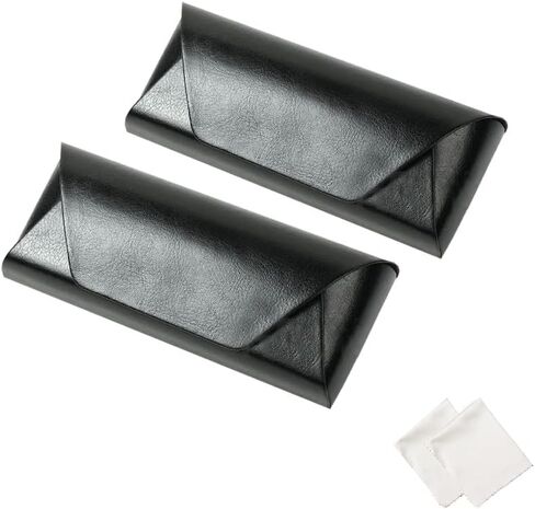 2PCS Leather Glasses Case, PU Portable Eyeglass Case, Sunglasses Case Protector in Saudi Arabia
