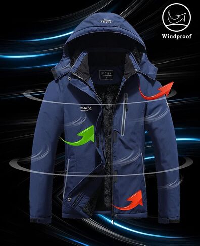 DLGJPA Women's Mountain Waterproof Ski Jacket Hooded Windbreakers Windproof Raincoat Winter Warm Snow Coat in Kuwait