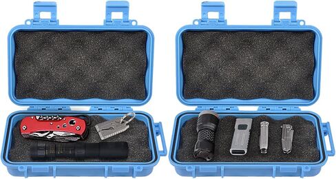 KOSDFOGE Waterproof Tool Box, Hard Plastic Storage Case with Foam, Shockproof U Shape Buckle for Fishing Kayaking Diving(L-Blue) in Kuwait