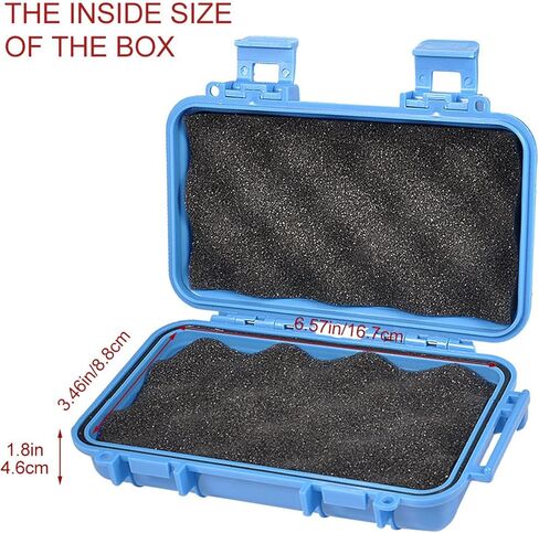 KOSDFOGE Waterproof Tool Box, Hard Plastic Storage Case with Foam, Shockproof U Shape Buckle for Fishing Kayaking Diving(L-Blue) in Kuwait