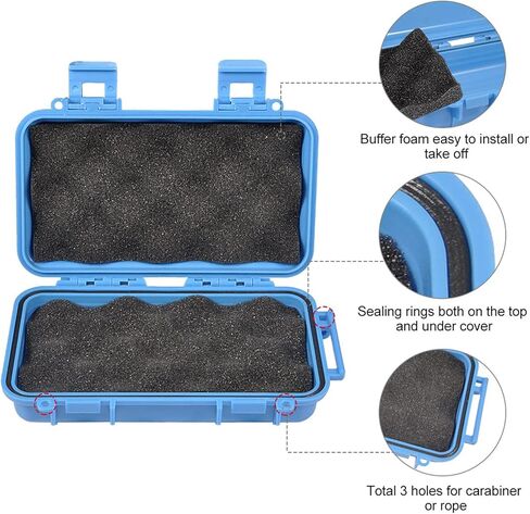 KOSDFOGE Waterproof Tool Box, Hard Plastic Storage Case with Foam, Shockproof U Shape Buckle for Fishing Kayaking Diving(L-Blue) in Kuwait