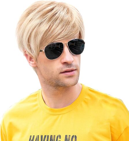 MEDISIFA الأسود الرجال شعر مستعار شعر مستعار قصير للرجال مستقيم الاصطناعية طبقة الشعر للرجل الذكور الرجل اليومية تأثيري حفلة أنيمي زي شعر مستعار رجالي in Kuwait