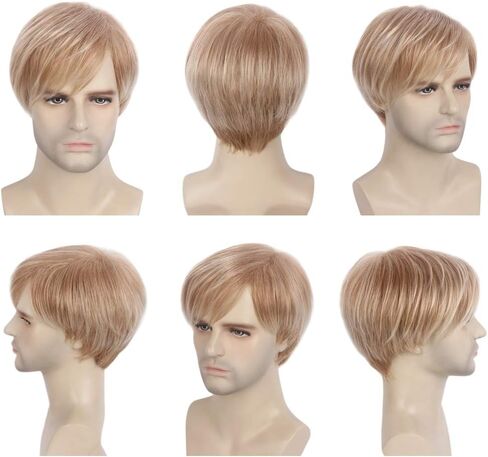 MEDISIFA الأسود الرجال شعر مستعار شعر مستعار قصير للرجال مستقيم الاصطناعية طبقة الشعر للرجل الذكور الرجل اليومية تأثيري حفلة أنيمي زي شعر مستعار رجالي in Kuwait