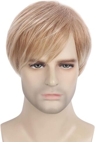 MEDISIFA الأسود الرجال شعر مستعار شعر مستعار قصير للرجال مستقيم الاصطناعية طبقة الشعر للرجل الذكور الرجل اليومية تأثيري حفلة أنيمي زي شعر مستعار رجالي in Kuwait