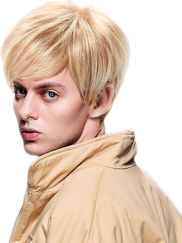 MEDISIFA الأسود الرجال شعر مستعار شعر مستعار قصير للرجال مستقيم الاصطناعية طبقة الشعر للرجل الذكور الرجل اليومية تأثيري حفلة أنيمي زي شعر مستعار رجالي in Kuwait