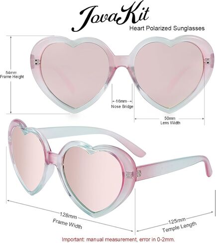 JOVAKIT Kids Polarized Heart Shaped Sunglasses for Girls Age 3-18, Fashion Lovely Rave Party Sun Glasses UV Protection in Saudi Arabia