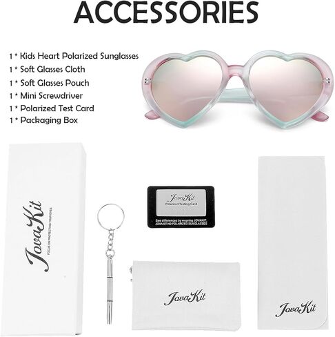 JOVAKIT Kids Polarized Heart Shaped Sunglasses for Girls Age 3-18, Fashion Lovely Rave Party Sun Glasses UV Protection in Saudi Arabia