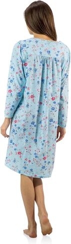 Casual Nights Women's Cotton Blend Long Sleeve Nightgown | Henley Nightshirt in Kuwait