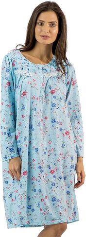 Casual Nights Women's Cotton Blend Long Sleeve Nightgown | Henley Nightshirt in Kuwait
