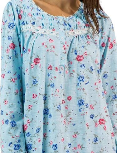Casual Nights Women's Cotton Blend Long Sleeve Nightgown | Henley Nightshirt in Kuwait