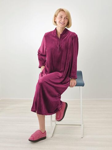 Women’s Open Back Adaptive Plush Nightgown With Zip Front in Saudi Arabia