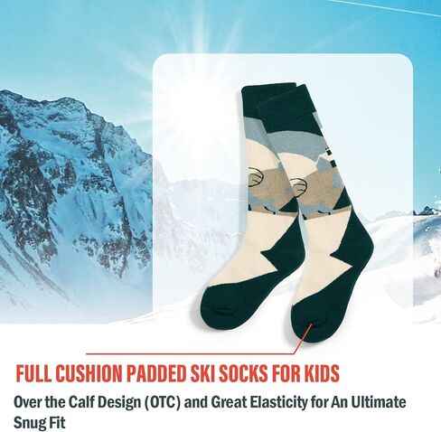Lollisy Boys Ski Socks Kids Winter Warm Socks for Boys Girls Thick Thermal Skating Snowboarding Snow Socks 3 Pack in Kuwait