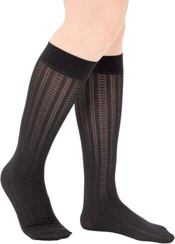Verdancy Women’s 2 Packs Trouser Socks Knee Highs Jacquard Patterned 40D Ultra Stretchable Plus Size Semi Sheer Opaque in Kuwait