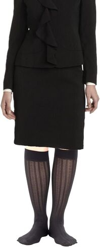 Verdancy Women’s 2 Packs Trouser Socks Knee Highs Jacquard Patterned 40D Ultra Stretchable Plus Size Semi Sheer Opaque in Kuwait